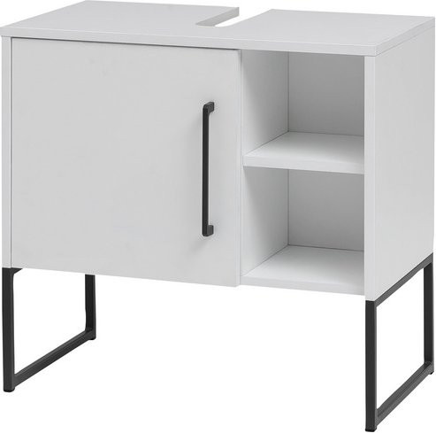 Schildmeyer Waschbeckenunterschrank Limone weiß mit Türen und offener Ablage, B/H/T: 60,4 x 59,5 x 33,0 cm - Bild 1