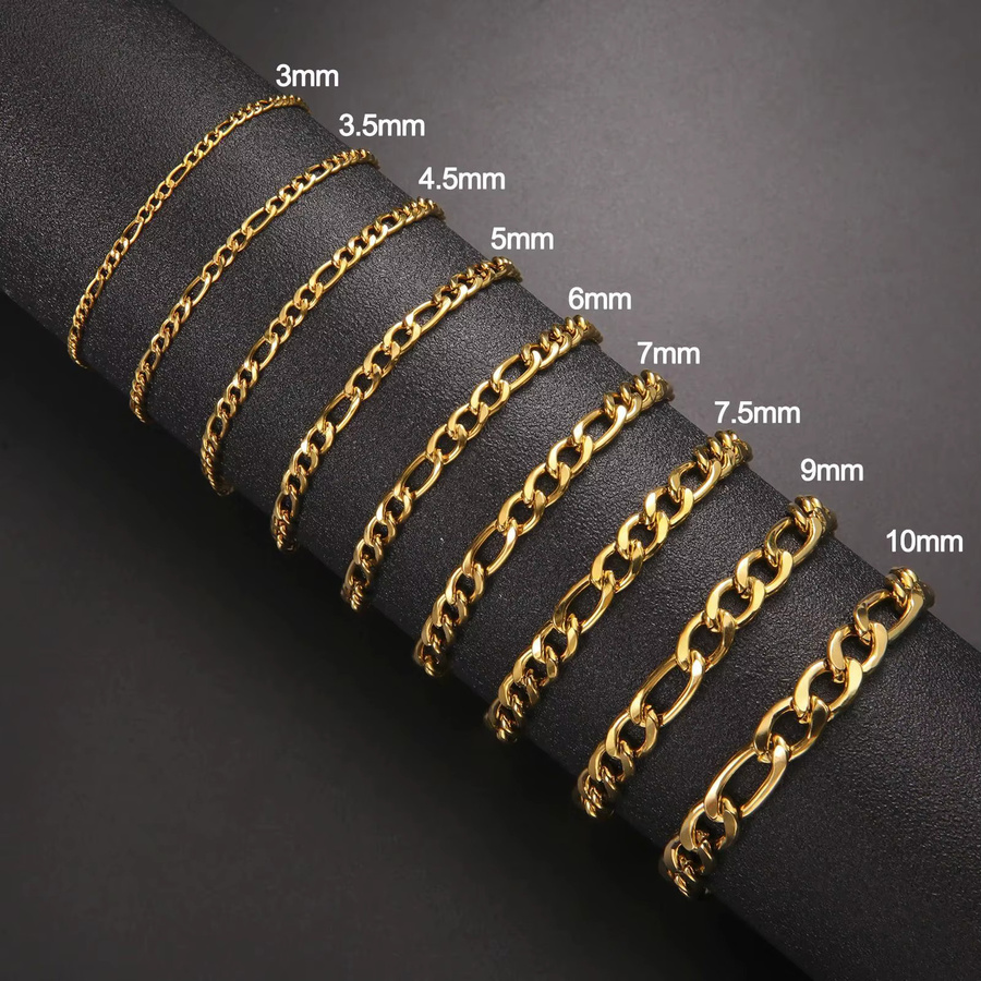 lemegeton Kette Edelstahl, Gold, Unisex, 3-10 mm Breite - Bild 1