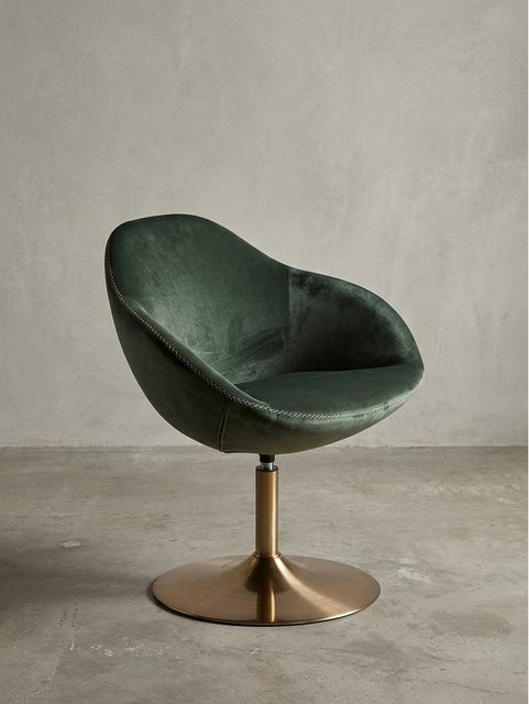 Drehbarer Loungesessel SIRAN von KADIMA DESIGN aus Samt mit Armlehnen in Grün und Gold, B/T/H: 70 x 70 x 79 cm - Bild 1