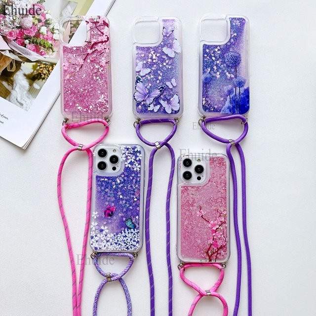 Glitzernde Quicksand Handyhülle mit Crossbody-Lanyard für Xiaomi Redmi Note 14 13 Pro Plus 12 15 13C 15C 14C A5 12S in Lila Multicolour - Bild 1