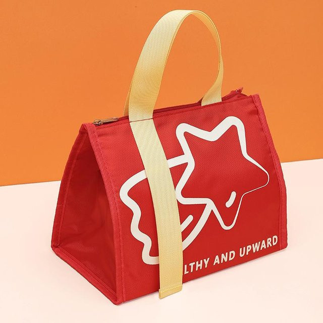 Isolierte Lunchtasche von Yiran Furniture mit Cartoon-Fruchtmuster aus Oxford-Stoff in Rot, B: 24,5 cm, H: 17,0 cm, T: 21,0 cm - Bild 1
