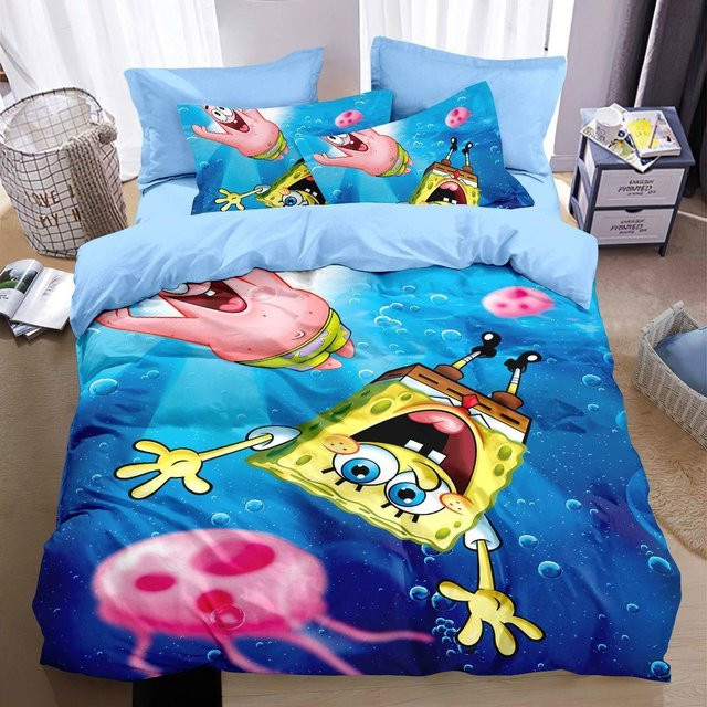 SpongeBob SquarePants Bettwäsche-Set für Kinder aus Polyester in Blau, B/H: 135 x 200 cm - Bild 1
