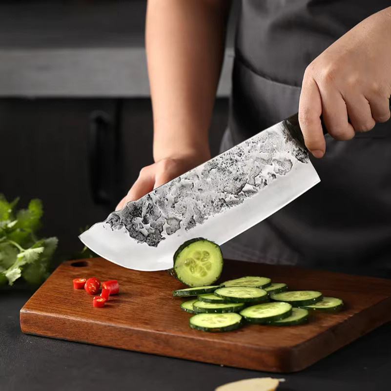 InLeung Handgemachtes Metzger Hackmesser mit Holzgriff und silberner Klinge für Fleisch und Gemüse - Bild 4