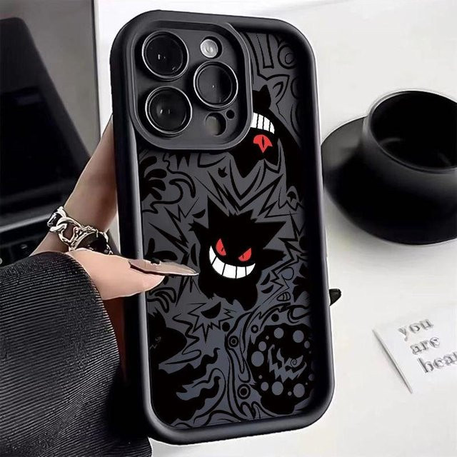 Pokemon Gengar Handyhülle aus Flüssigsilikon für iPhone, Schwarz - Bild 1