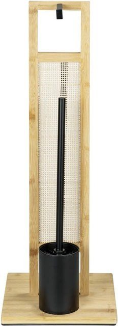 WENKO Stand WC-Garnitur Rivalta Allegre aus Rattan und Bambus in Schwarz und Braun mit WC-Bürste, Toilettenpapier-Halter und Ersatzrollenhalter - Bild 1