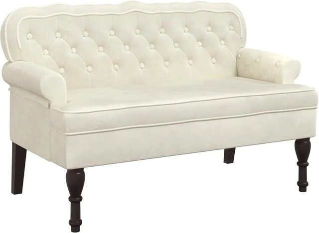 vidaXL Sitzbank mit Rückenlehne in Beige aus Samt im Antik-Stil B/T/H: 119,5 x 64,5 x 75 cm - Bild 1