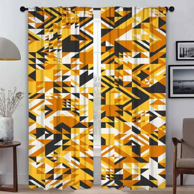 Elegante Design Raumvorhänge aus Tüll in Gelb, 2er-Set für Wohnzimmer und Schlafzimmer, B: 50 cm, H: 70 cm - Bild 1