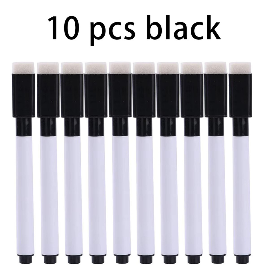 10er Set Magnetische Whiteboard Marker mit integriertem Radiergummi in Schwarz und Weiß für Schule und Büro - Bild 6