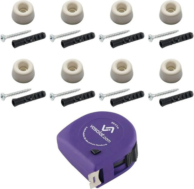 vasalat Set Gummistopper für Boden und Wand zum Schrauben, Farbe: Cremeweiß, Durchmesser: 20 mm, Höhe: 10 mm - Bild 1