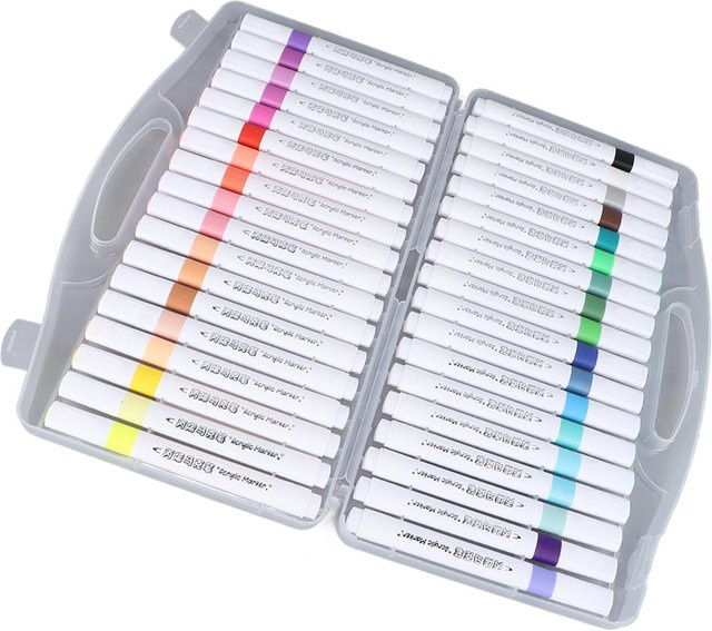 GoolRC Acrylmarker Set mit 36 Farben in Multicolour und Weiß, Dreieckige Hülle für DIY-Projekte mit hoher Deckkraft - Bild 1