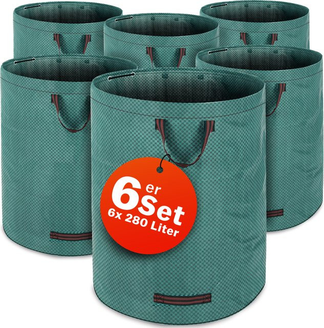 Gardebruk 6er-Set Gartenabfallsäcke aus PVC in Grün mit je 280 Litern - Bild 1