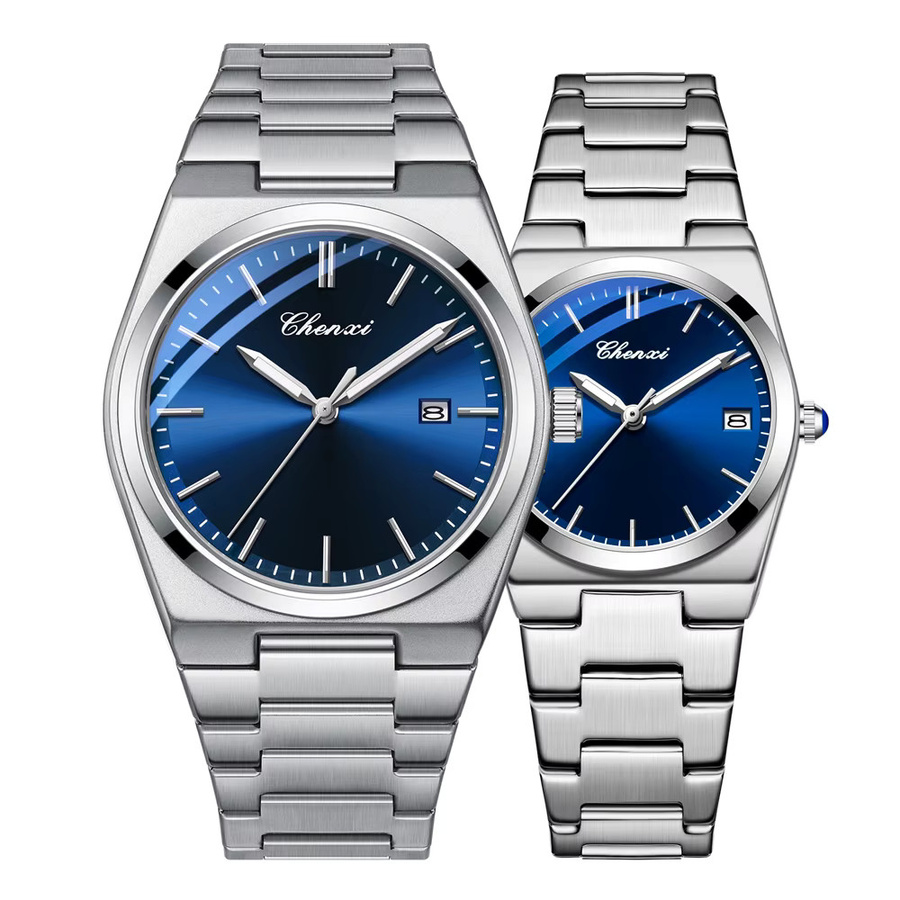 CHENXI Armbanduhr Quarz, Edelstahl, Blau, Schwarz, Unisex - Bild 5