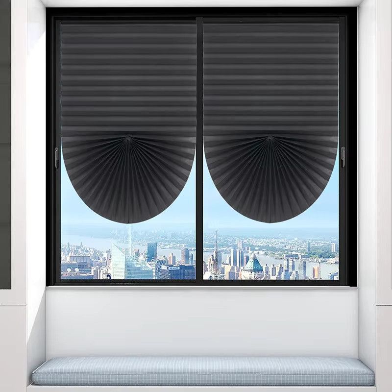 MOONBIFFY Zebra Plissee Verdunkelungsvorhang in Schwarz mit einfacher Klemmmontage für Wohnzimmer und Balkon - Bild 1
