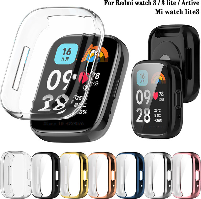 Xiaomi Displayschutz, Silikon, Schwarz, Redmi Uhr 3 Aktiv, 3 Lite - Bild 1