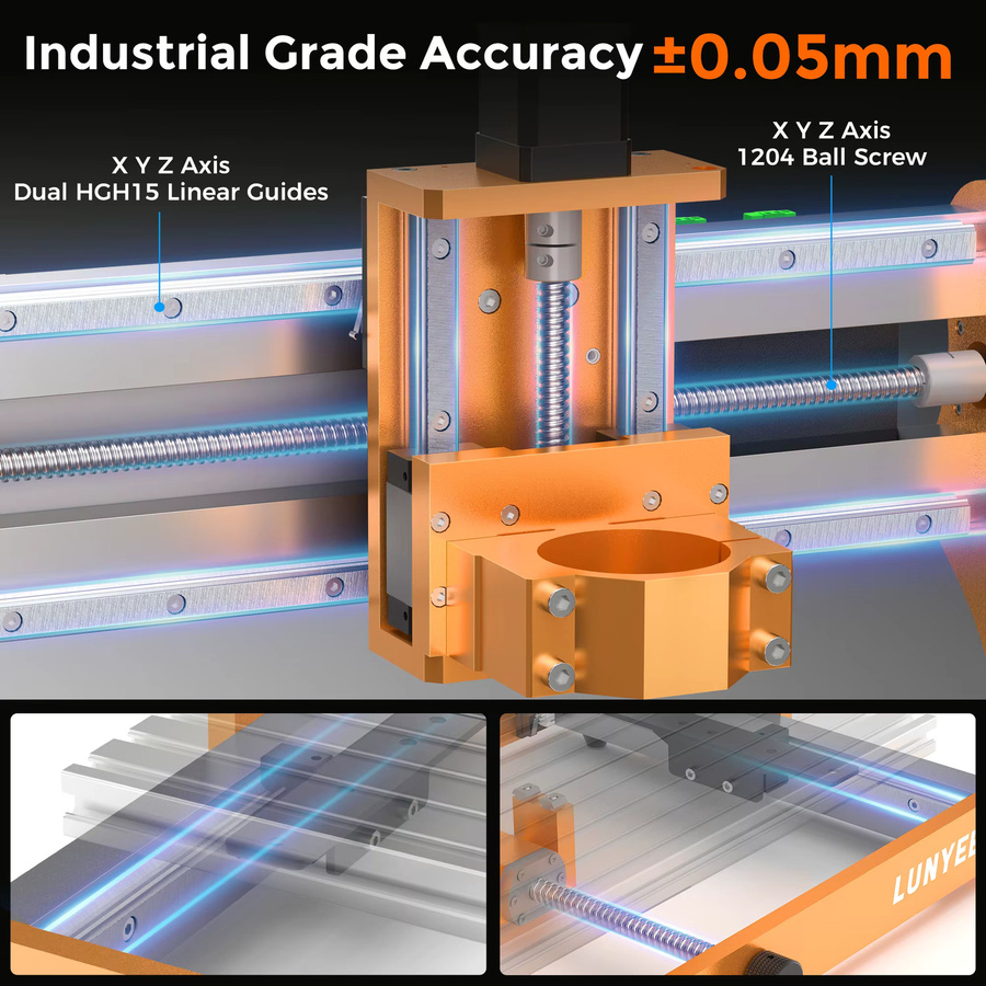 LUNYEE 3020 Nova CNC-Fräsmaschine 710W GRBL Desktop-Lasergraviergerät zum Schneiden und Gravieren von Hardware B/T/H: 38,3 x 39,2 x 38,3 cm - Bild 4