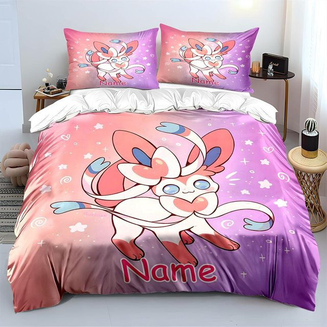 Personalisierbares Pokemon Pixi-Druck Bettwäsche-Set für Kinder mit 1 Bettbezug und 2 Kissenbezügen, Mehrfarbig, B/H: 140 x 210 cm - Bild 1