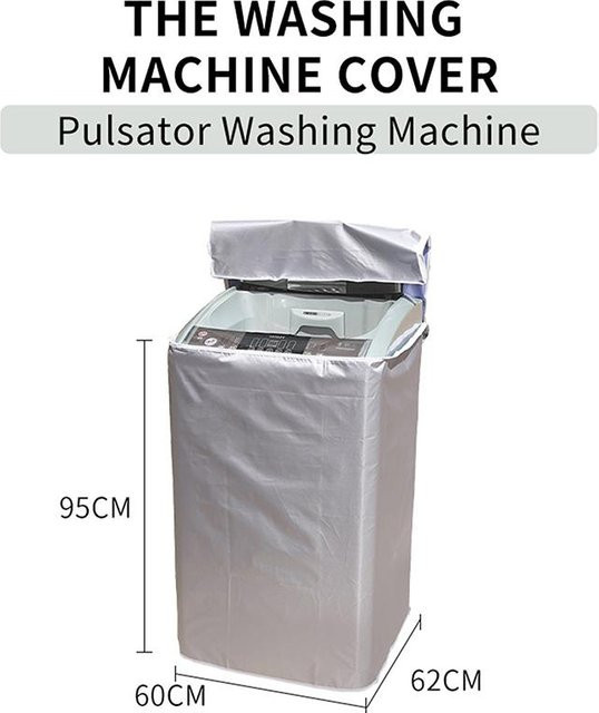 Wasserdichte Waschmaschinenabdeckung von Act Up in Silber mit Sonnenschutz und Silberbeschichtung für Toplader und Wäschetrockner, B/T/H: 60 x 62 x 95 cm - Bild 1