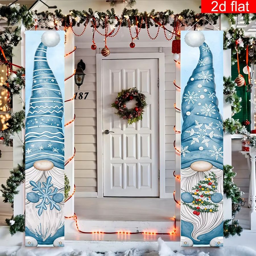 VIKAMA Winter-Zwerg Wandbehang aus Polyester in Blau für Weihnachtsdekoration und Veranda - Bild 5