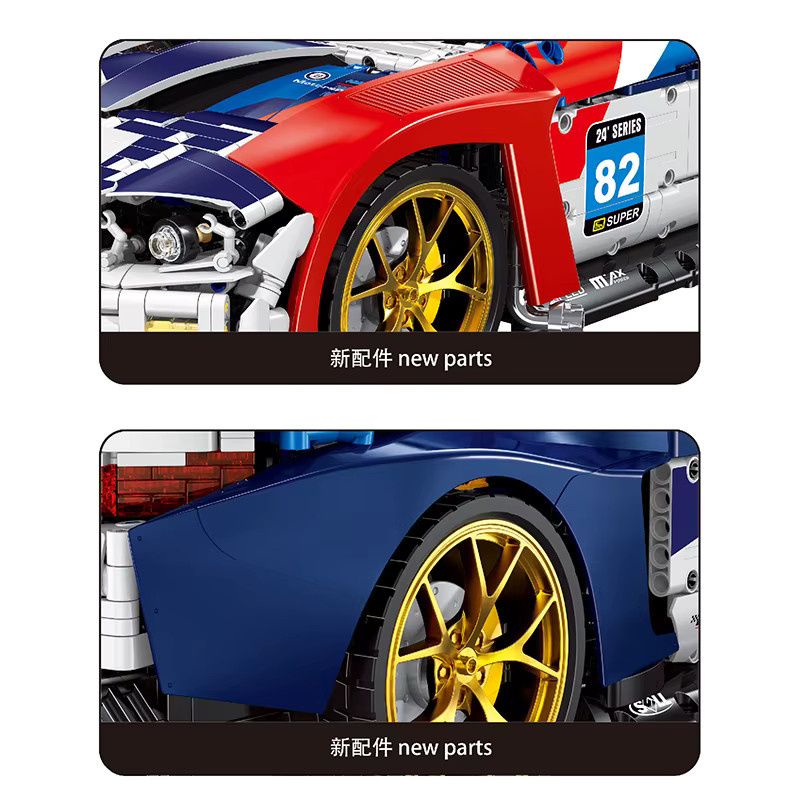 Inhaw M4 Supercar Bausteine Set JD040, 1:8 Technisches Hypercar Modellbau Set mit 4556 Teilen, Mehrfarbig - Bild 4