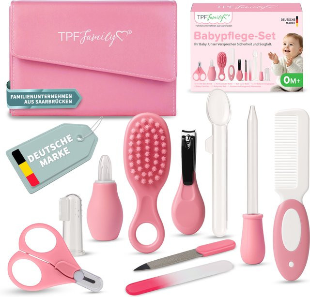 TPFFamily Baby Pflegeset für Neugeborene – 10-teiliges Set zur Erstausstattung in Rosa - Bild 1