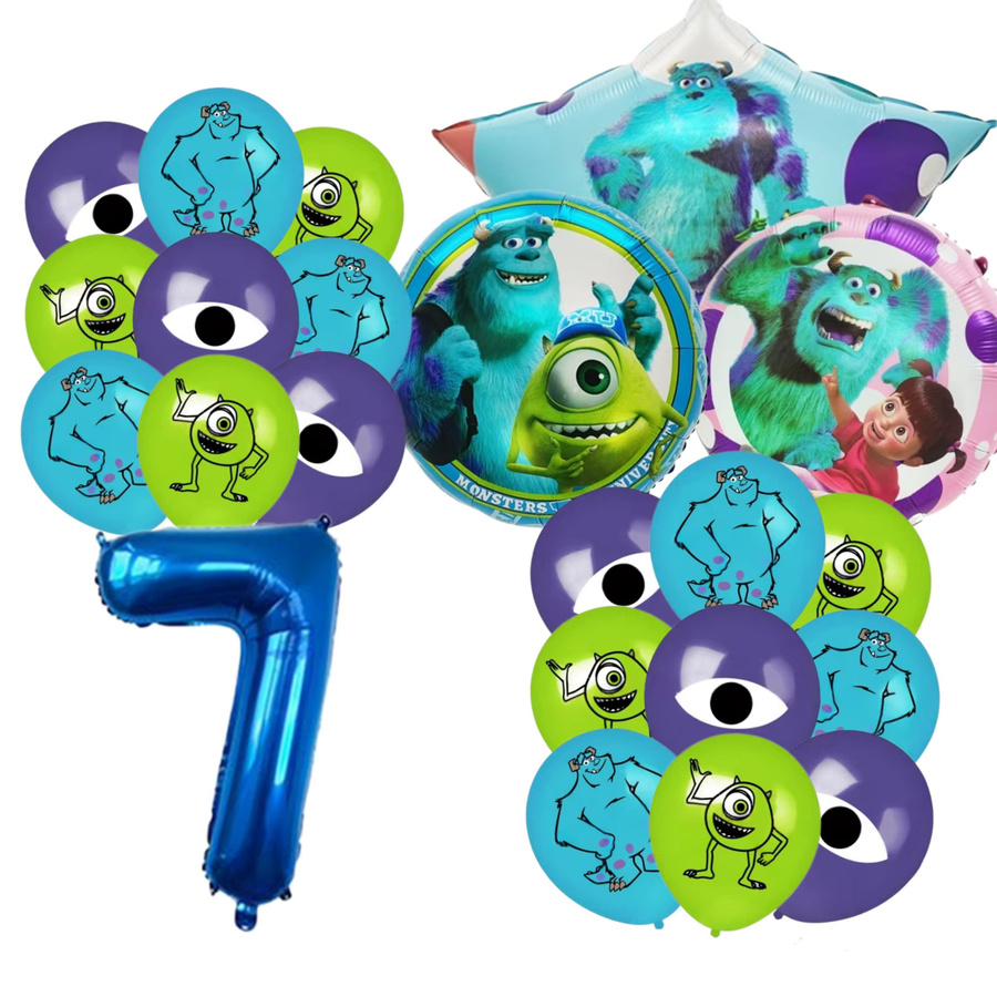 Monsters University Themen-Folienballon-Set aus Latex und Kunststoff für Kindergeburtstage und Babypartys, Mehrfarbig - Bild 2