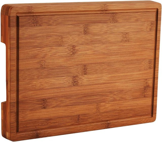 Garvee Bambus-Schneidebrett mit Saftrille und Griffen, braun, Rechteckig, B: 40,64 cm, T: 27,94 cm, H: 2,54 cm - Bild 1