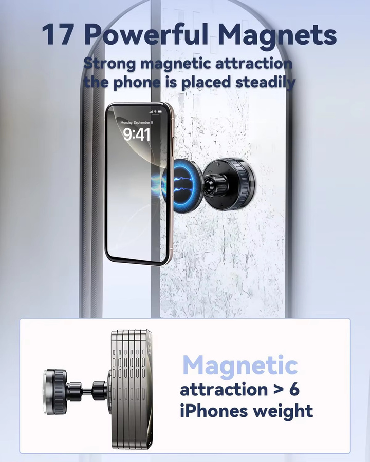 Oatsbasf Magnetischer Vakuum-Saugnapf-Telefonhalter in Schwarz, tragbare 720 Grad drehbare Adsorptions-Autotelefonhalterung für iPhone 16/15/14 - Bild 3