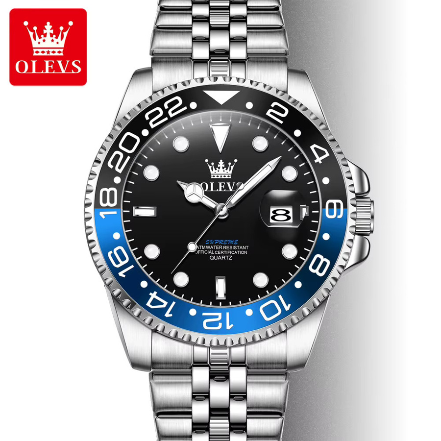 OLEVS Armbanduhr Quarz, Edelstahl, Schwarz, Herren - Bild 6