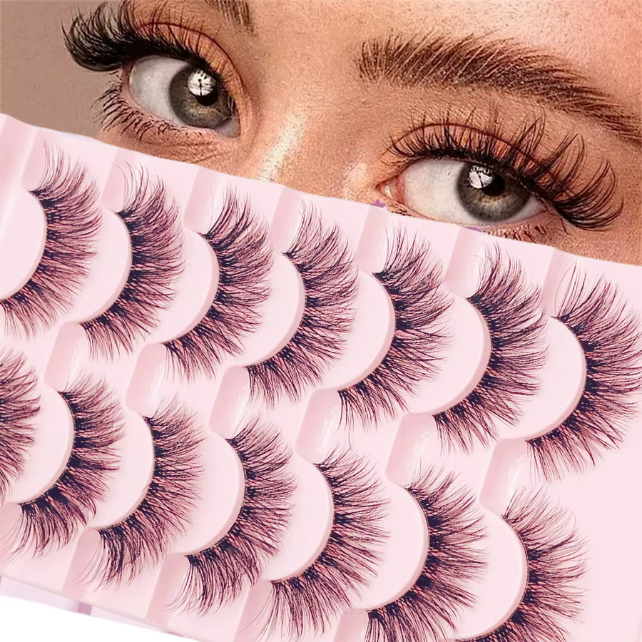 LIMEIKAI Falsche Wimpern, 7 Paar, natürlich, Fischschwanz-Stil - Bild 4