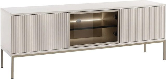 Vente-unique TV-Board Ovila in Beige mit Rauchglas und MDF, Breite: 153,4 cm - Bild 1