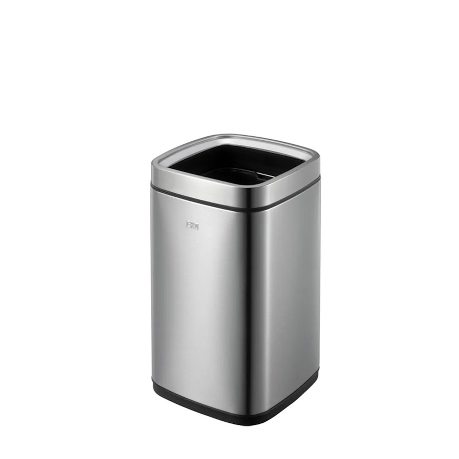 PROREGAL Quadratischer Abfalleimer aus mattem Edelstahl mit offenem Einwurf, Silber, H x B x T: 42,5 x 24 x 24 cm, 12 Liter - Bild 2