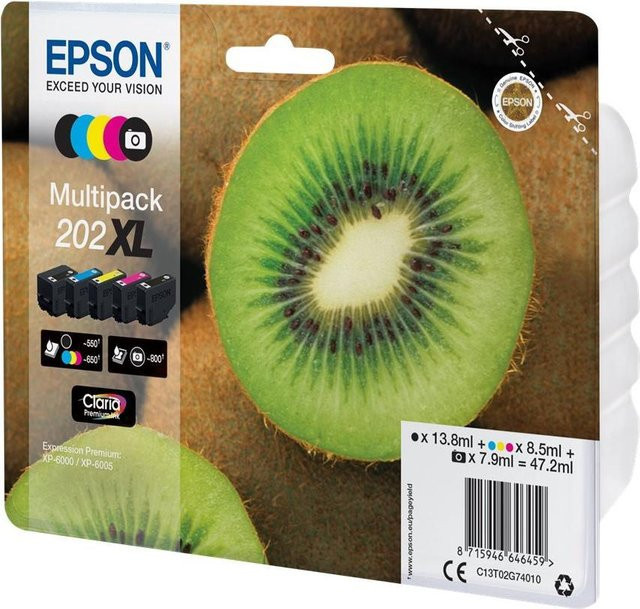 Epson 202XL Tintenpatronen Multipack C13T02G7 Original High Capacity in Schwarz, Foto Schwarz, Cyan, Magenta und Gelb - Bild 2