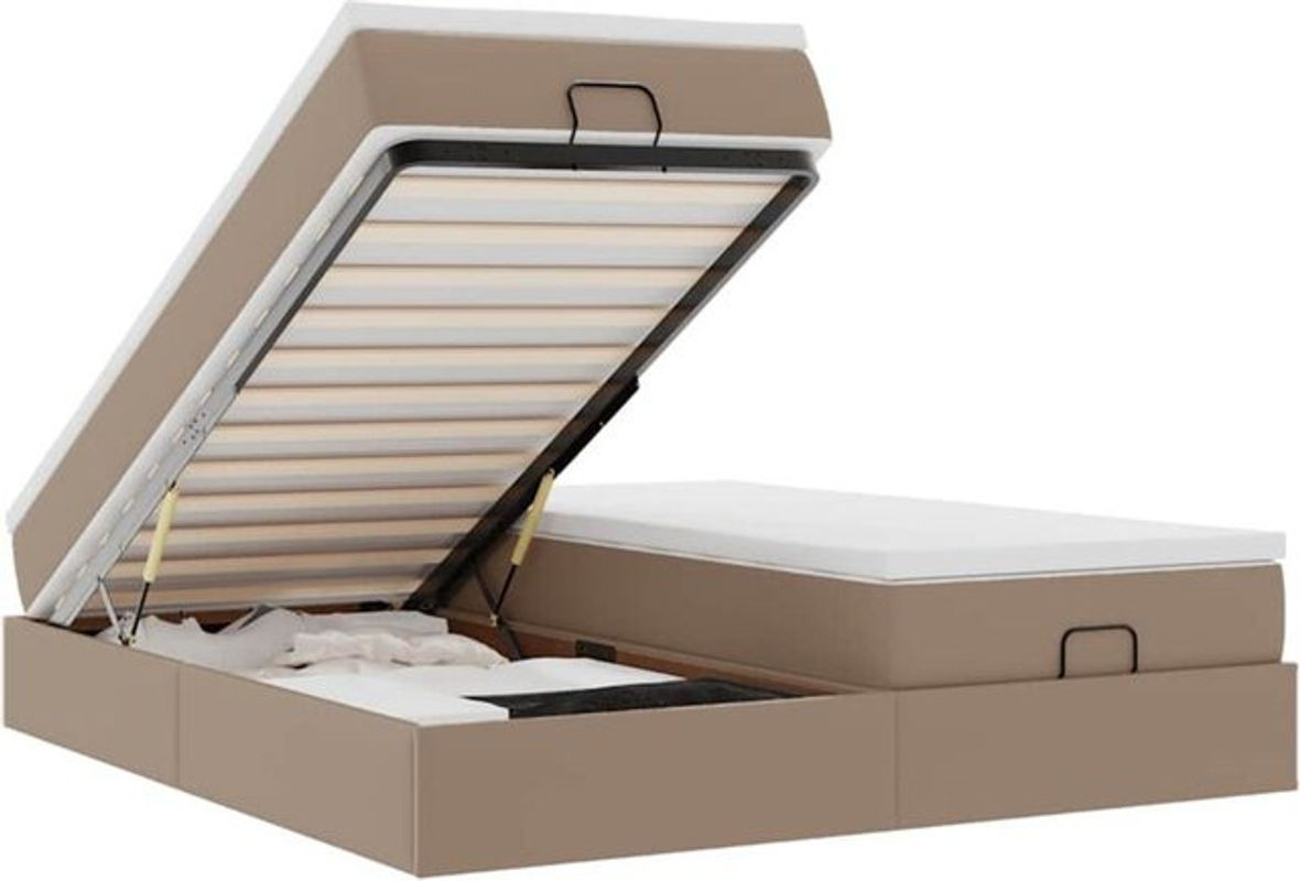 vidaxl Ottoman Polsterbett mit Matratze aus Kunstleder in Cappuccino, B/T/H: 200 x 180 x 23,5 cm - Bild 1