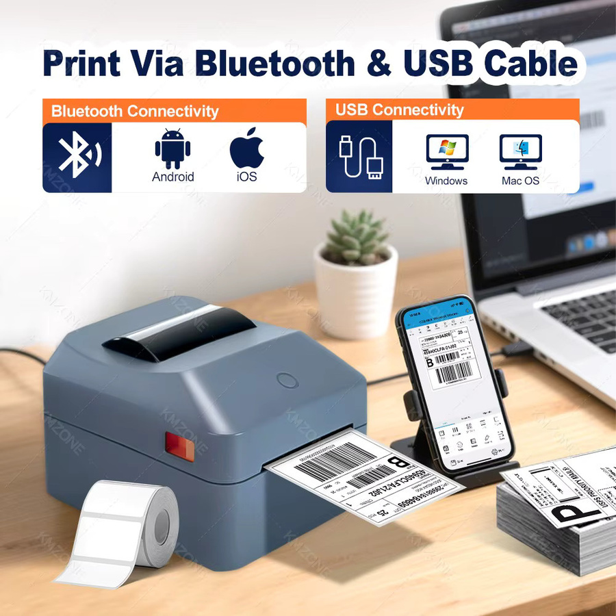 KMZONE Thermo-Etikettenaufkleber für Frachtbriefdrucker, 1D 2D Barcode und QR-Code, Breite: 25 mm bis 100 mm - Bild 2