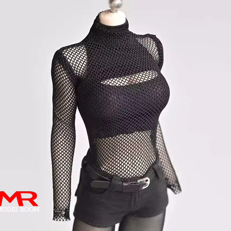 MAK Weibliche Mesh T-shirt Fishnet Top Anzug, Zubehör, Schwarz - Bild 2
