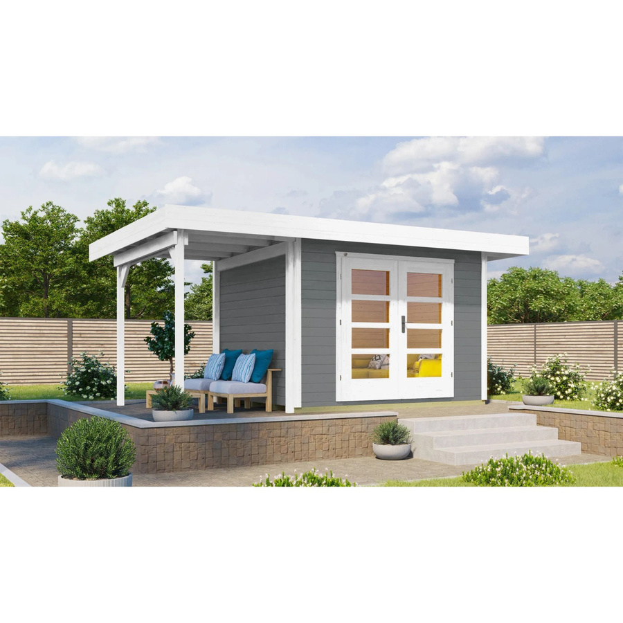 WEKA Gartenhaus 126 A Gr.1 aus Holz mit Flachdach in Grau, B/H/T: 500 x 226 x 314 cm - Bild 2