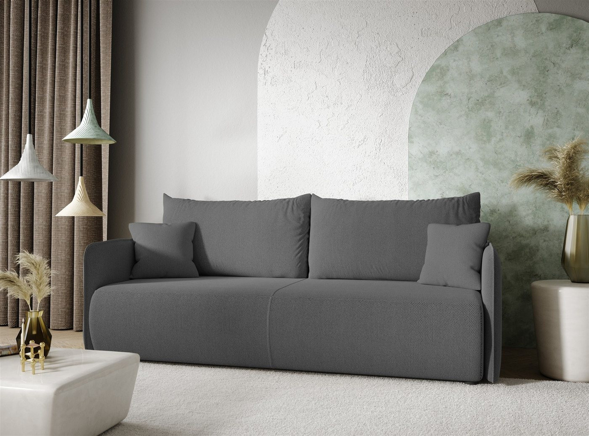 Fun Möbel 2-Sitzer Sofa CALGARY mit Schlaffunktion aus Webstoff inklusive Rücken- und Zierkissen - Bild 1