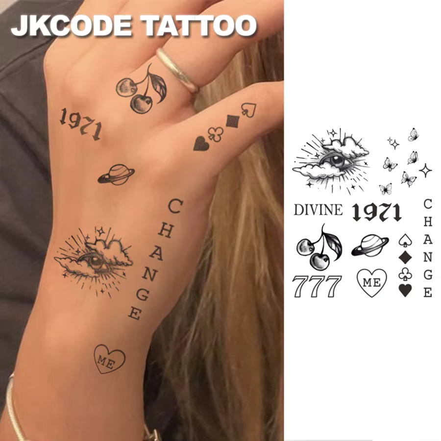 JKCODE TATTOO Minimalistische Kräuter-Tattoo-Aufkleber für Finger, Unisex - Bild 3