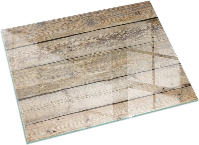 Tulup Glasplatte für Kaminöfen in Beige mit Holzbrett-Textur, B/T: 60 x 40 cm - Bild 1