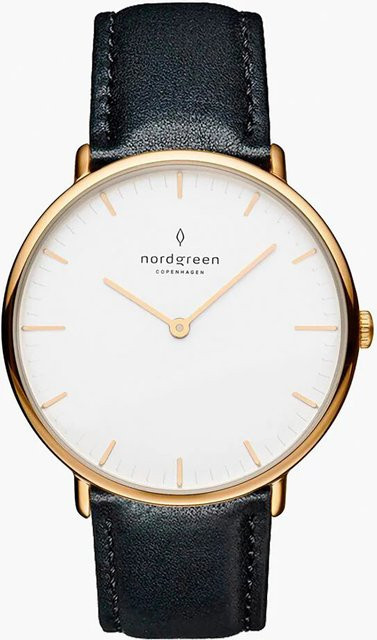 Nordgreen Damenuhr Native, Quarz, Edelstahl, 32 mm, Leder, Weiß - Bild 1