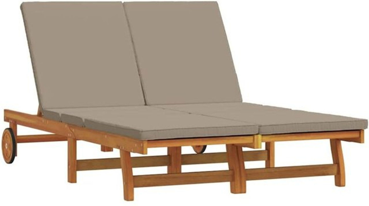 Vidaxl Sonnenliege aus Akazie Massivholz mit Kissen in Braun B/T/H: 200 x 125 x 84 cm - Bild 1