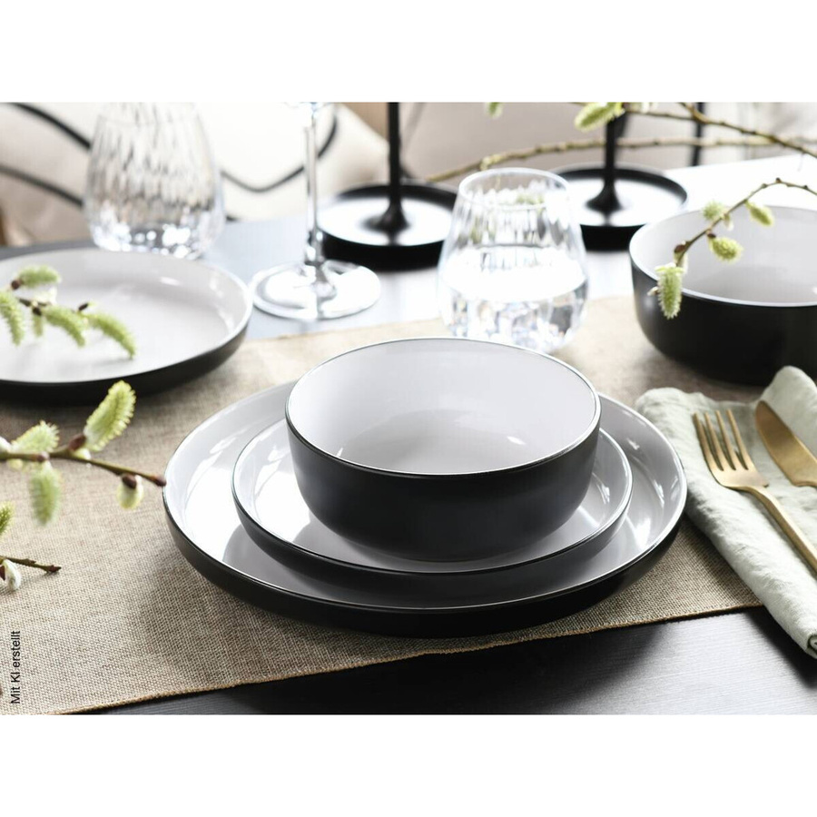 CreaTable Kombiservice Nordic 16-teilig aus Steinzeug in Schwarz und Weiß - Bild 5