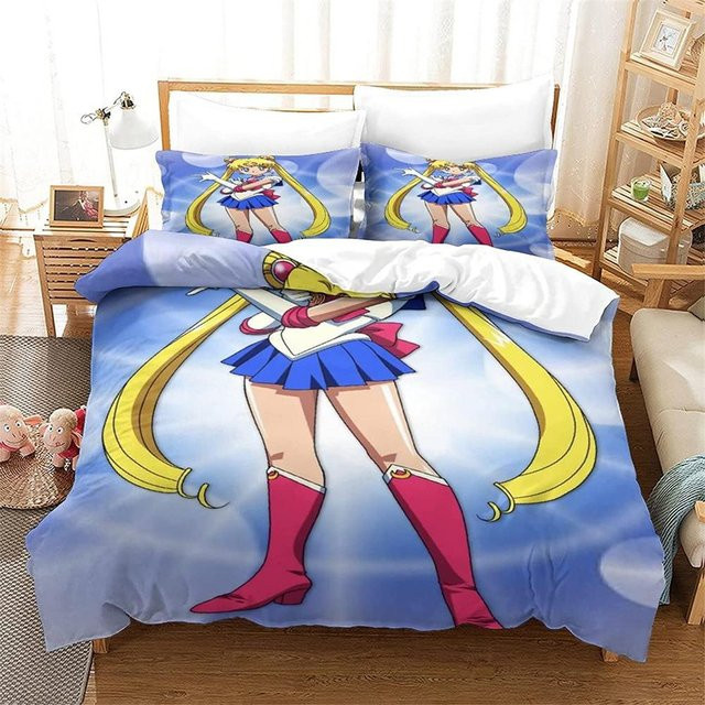 Sailor Moon Bettwäsche-Set aus Mikrofaser-Polyester, Mehrfarbig, 3-teilig, B/H: 173 x 218 cm - Bild 1