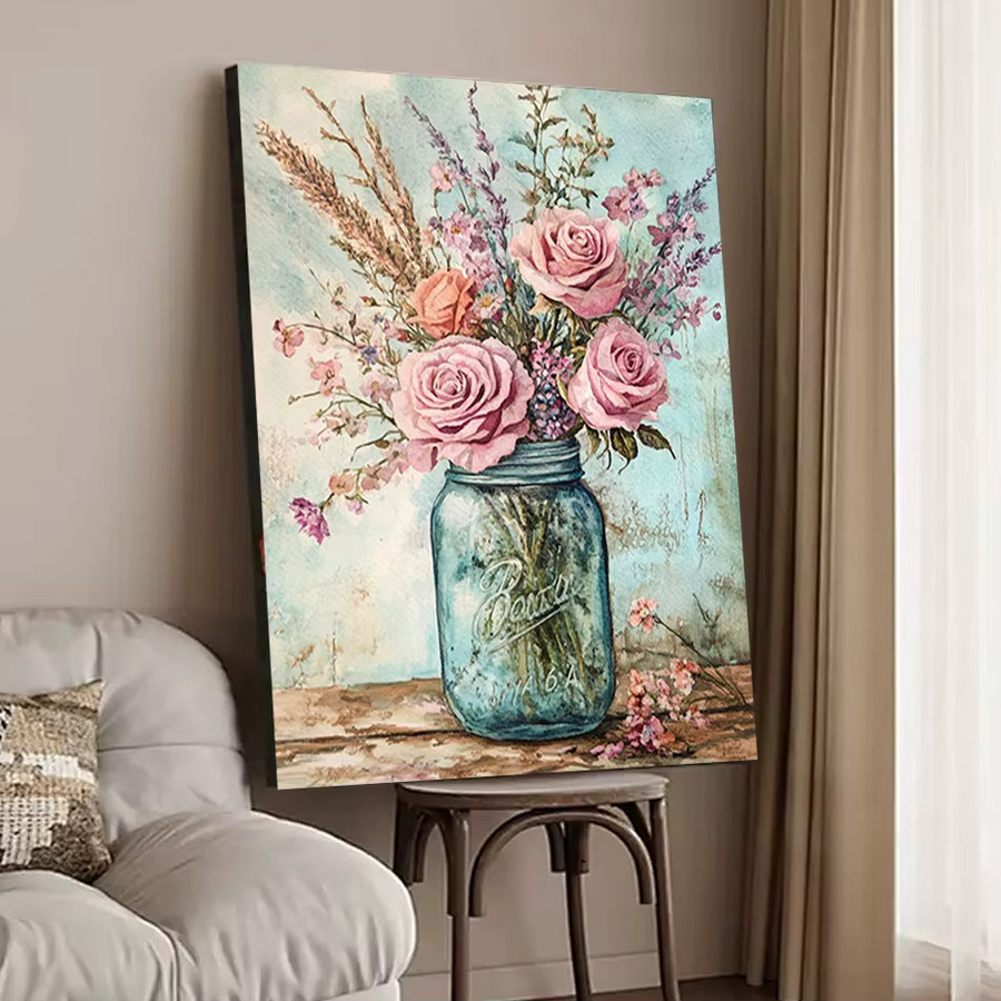 Ruopoty Malset Malen nach Zahlen mit bunter Blumenvase auf Leinwand als dekoratives Wandkunst-Set für dein Zuhause - Bild 2