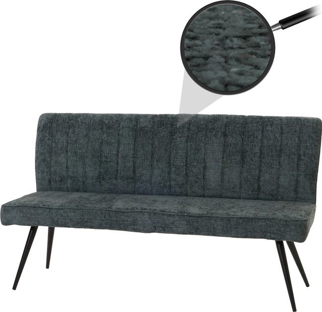 MCW Sitzbank K16 mit Rückenlehne aus Chenille Stoff in Blau-Grün, Breite: 160 cm, Höhe: 90 cm, Tiefe: 60 cm - Bild 1