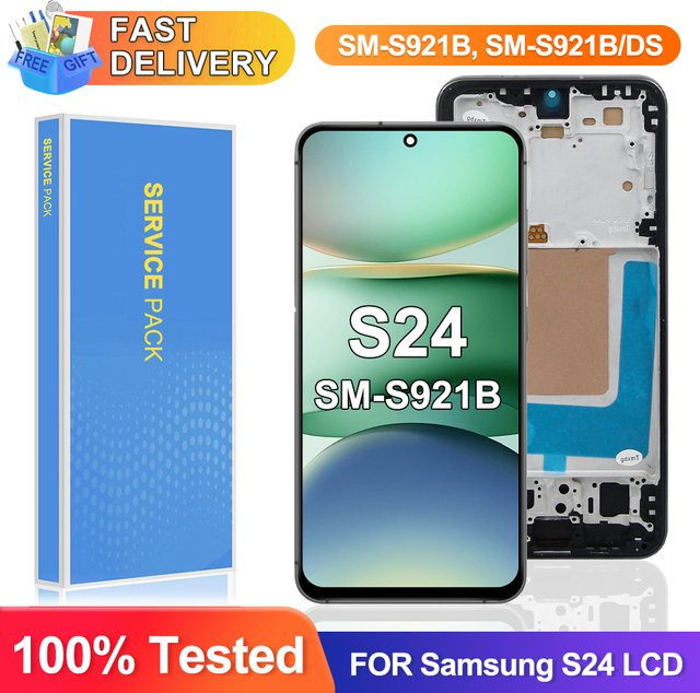 Samsung S24 SM-S9210 TFT Display mit Touchscreen Digitizer Montage und Rahmen in Schwarz als LCD Ersatzteil - Bild 1