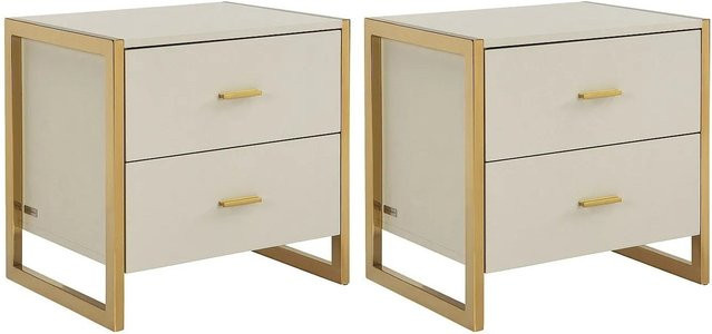 Nachttisch Ombrelia Vente-unique in Beige und Gold, Breite: 50 cm - Bild 1