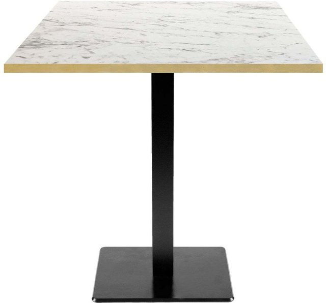 RestooTab Tisch Milan quadratisch mit weiß marmorierter Platte und schwarzem Gestell, B/T/H: 70 x 70 x 75 cm - Bild 1