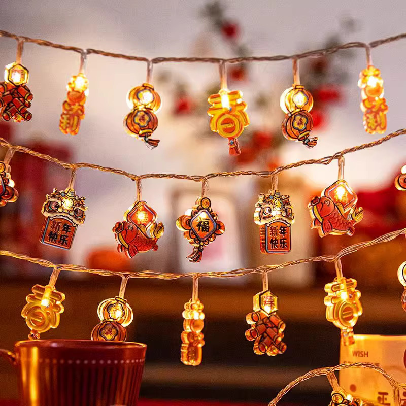 LED Lichterkette mit 10 Leuchten für das Chinesische Frühlingsfest, Warmweiß, 1,6 m Länge - Bild 4