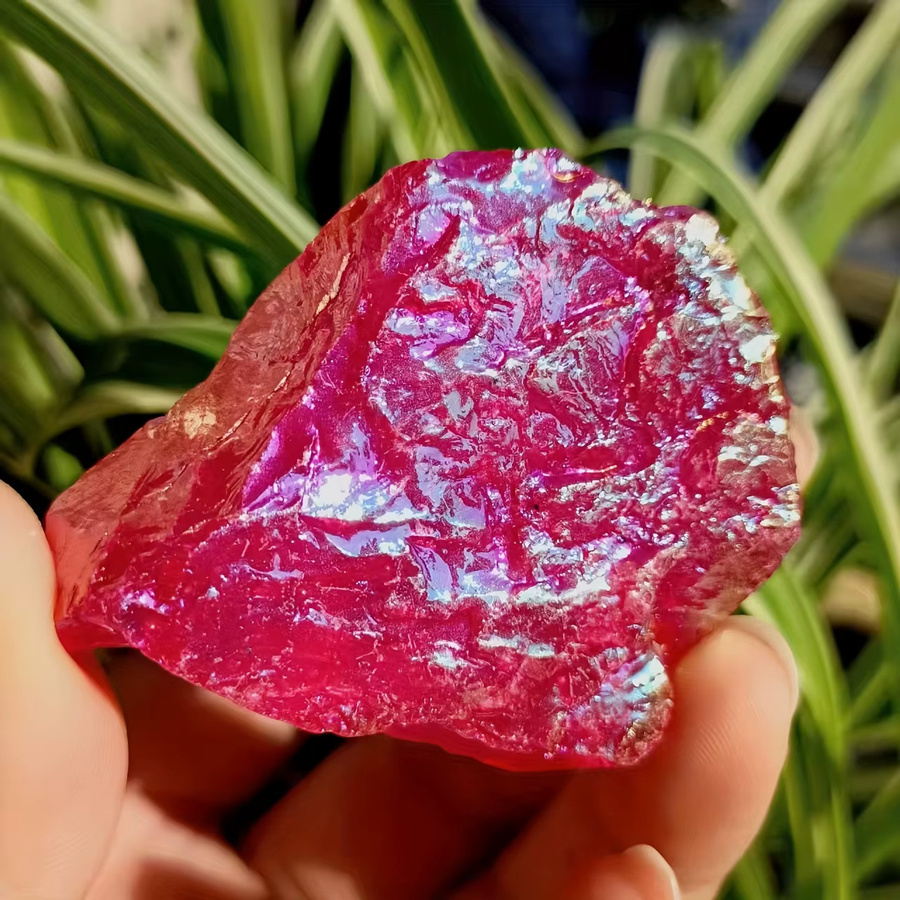 Aura-Klarquarz von CrystalHola, roter Rohstein als hochwertiger Mineralkristall, 100 g - Bild 4